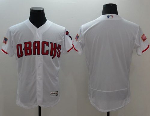 Diamondbacks Blank White Fashion Stars & Stripes Flexbase Authentic Stitched MLB Jersey - Click Image to Close